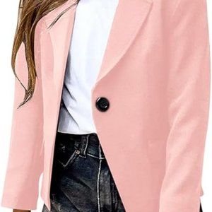 Girls Solid Color Lapel Suit Coat Button Down Long Seelve Blazer Jacket